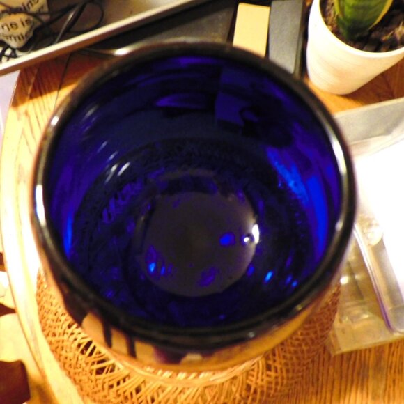 THICK HAND-BLOWN COBALT BLUE STEMWARE / CANDLE HOLDER / ACCENT PIECE - Picture 4 of 5